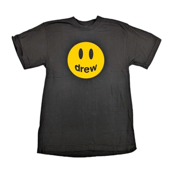 Drew House Mascot Shirt Mens Size Small‎ Black Yellow Smiley Justin Bieber USA - Picture 1 of 8
